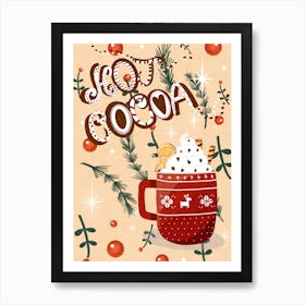 Christmas Hot Cocoa Beige Art Print