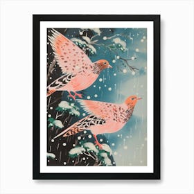 Vintage Japanese Inspired Bird Print Partridge 4 Art Print