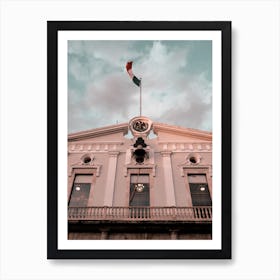 Mexican Farcade And Flag In Merida Art Print
