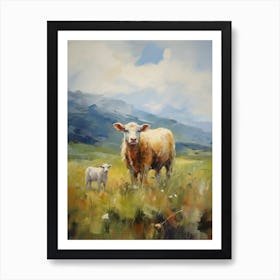 Impressionism Style Painting Of Highland Sheep 1 Art Print