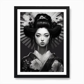 Geisha Black And White Anime Style  5 Art Print