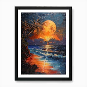 Full Moon At The Beach Art Print