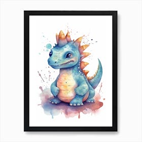 Tsintaosaurus Cute Dinosaur Watercolour 3 Art Print