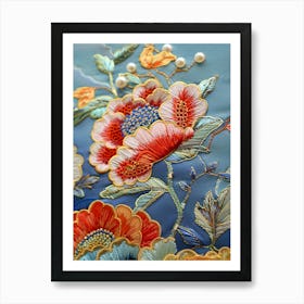 Chinese Floral Embroidery 4 Art Print