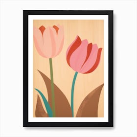 Tulips Flower Big Bold Illustration 4 Art Print