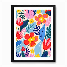 Whimsical Flower Ballet; Matisse'S Inspired Colorful Flower Market Art Print