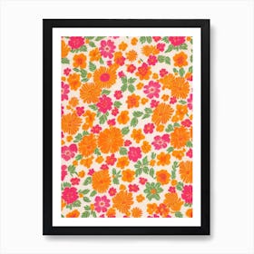 Queen Of The Prairie Floral Print Retro Pattern 2 Flower Art Print