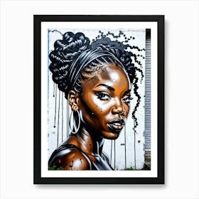 Graffiti Mural Of Beautiful Black Woman 390 Art Print