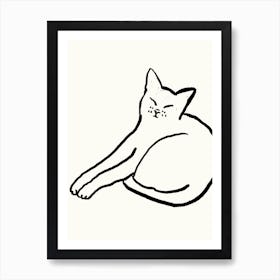 Good Morning Monochrome Cat Art Print