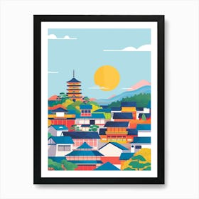 Himeji Japan Colourful Illustration Art Print