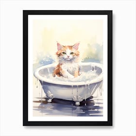 Turkish Cat In Bathtub Bathroom 5 Art Print