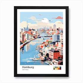 Hamburg, Germany, Geometric Illustration 4 Poster Art Print