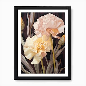 Carnation 6 Flower Painting Art Print