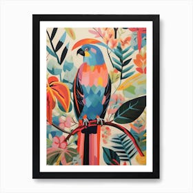 Colourful Scandi Bird Parrot 3 Art Print