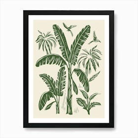 Banana Trees And Birds Art Print