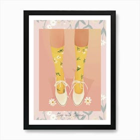 Step Into Spring White Floral Vintage Shoes 2 Art Print