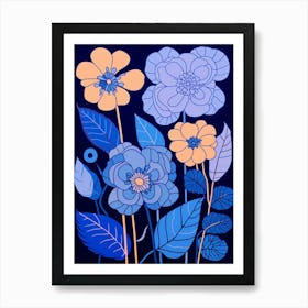 Blue Flower Illustration Lantana 2 Art Print