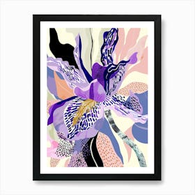 Colourful Flower Illustration Lilac 4 Art Print