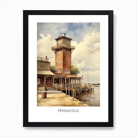 Pensacola Watercolor 2travel Poster Art Print