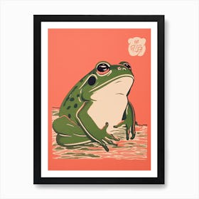 Frog Unimpressed, Matsumoto Hoji Inspired Japanese Green And Pink 1 Art Print