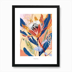 Colourful Flower Illustration Poster Protea 1 Art Print