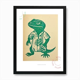 Lizard In A Floral Shirt Block 3 Poster Art Print