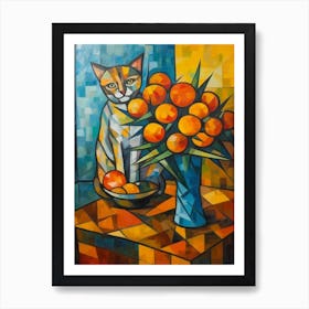 Marigold With A Cat 1 Cubism Picasso Style Art Print