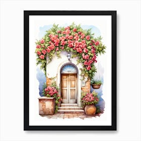 Rome, Italy   Mediterranean Doors Watercolour Painting 2 Art Print