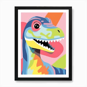 Colourful Dinosaur Utahraptor 2 Art Print
