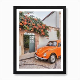 Orange Car in Amalfi Italy Art Print