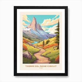 Torres Del Paine Circuit Chile 3 Hike Poster Art Print