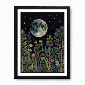 Moon In The Garden Style William Morris 1 Art Print 3 Art Print