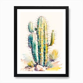 Saguaro Cactus Storybook Watercolours 3 Art Print