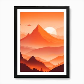 Misty Mountains Vertical Composition In Orange Tone 18 Art Print