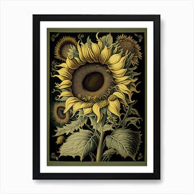 Sunflower 1 Floral Botanical Vintage Poster Flower Art Print
