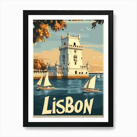 Aihrgdesign A Classic 1960s Travel Poster For Lisbon 4 Art Print