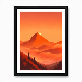 Misty Mountains Vertical Composition In Orange Tone 51 Art Print