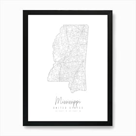 Mississippi Minimal Street Map Art Print