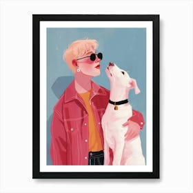 Girl With Dog 3 Art Print