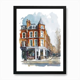 Kensington And Chelsea London Borough   Street Watercolour 1 Art Print