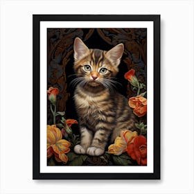 Floral Cat In Botanical Garden 1 Art Print