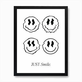 Just Smile White Art Print