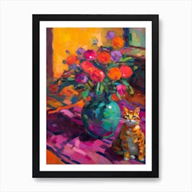 Heather With A Cat 4 Fauvist Style Painting Art Print