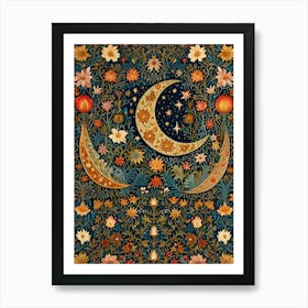 William Morris Moon And Flowers 3 Art Print