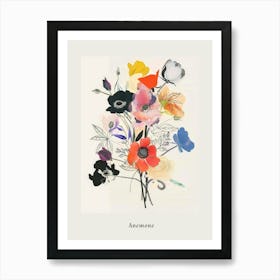 Anemone Collage Flower Bouquet Poster Art Print