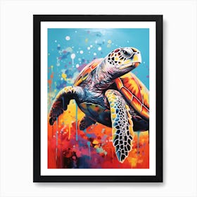 Paint Splash Sea Turtle 1 Art Print