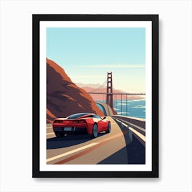 A Chevrolet Corvette In The Pacific Coast Highway Car Illustration 1 Art Print