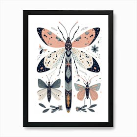 Colourful Insect Illustration Lacewing 10 Art Print