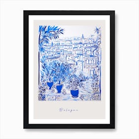 Bologna Italy Blue Drawing Poster Art Print