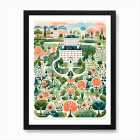 Chateau De Villandry Gardens France Modern Illustration 4 Art Print